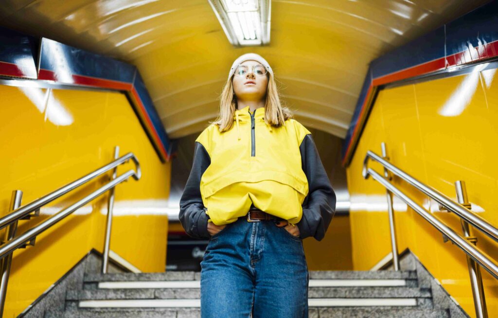 young woman walking down stairs in underground sta 2024 09 14 05 16 47 utc compressed